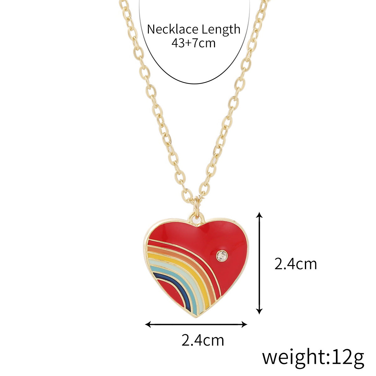 Wholesale Alloy Rainbow Heart Design Necklace